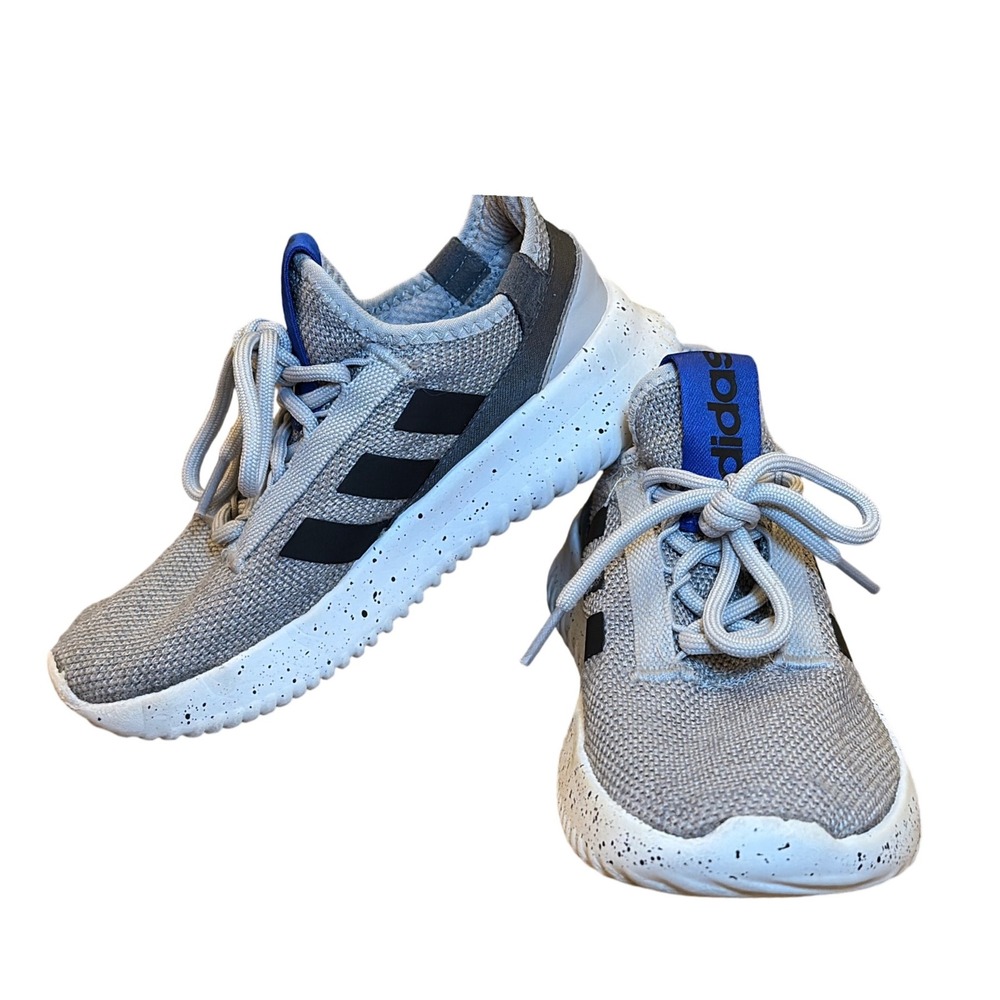 Adidas Cloudfoam Gray Blue Black Athletic Running Shoes Kids Youth Boys US 4
